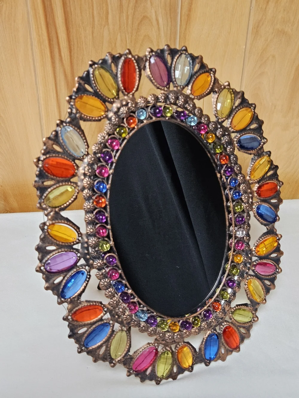 Pier 1 Imports Oval Jeweled Mirror Boho Bohemian 15